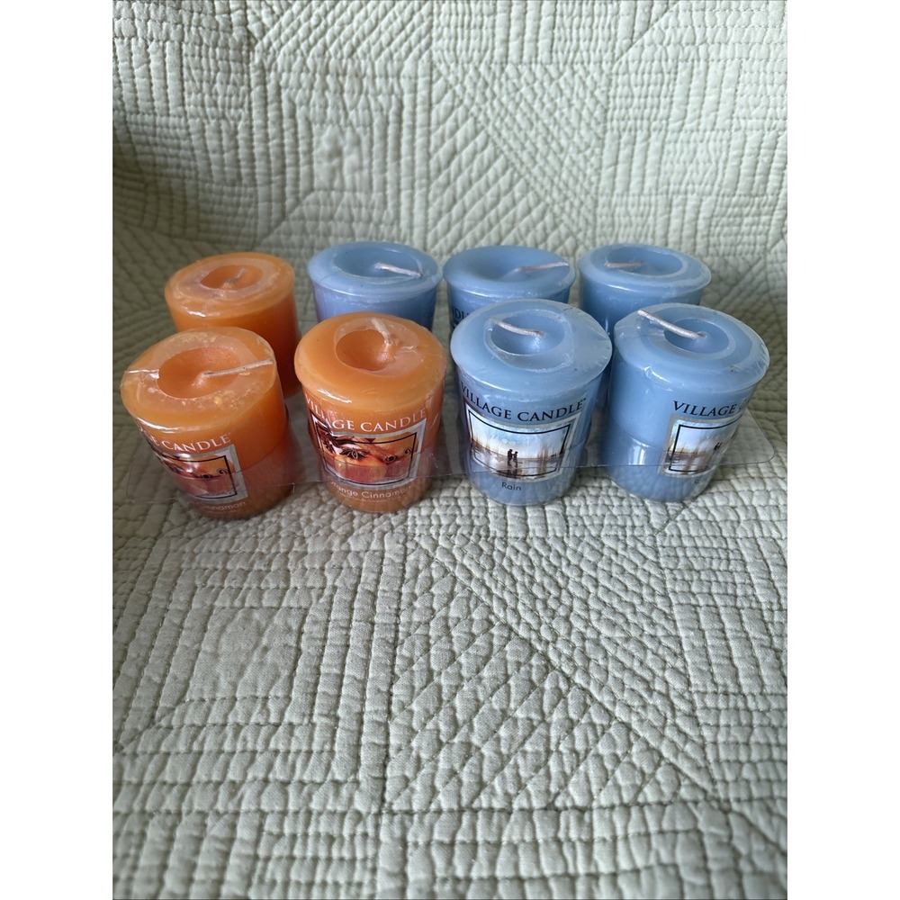 Vintage Village Candles Votive 8 Pack, 5 Rain 3 Orange Cinnamon| Smells Great 2"